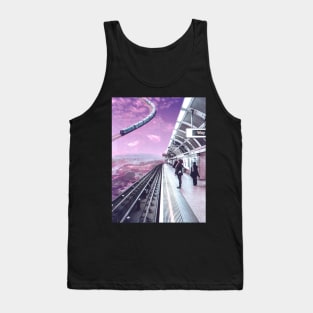 Sky Train - Space Aesthetic, Retro Futurism, Sci Fi Tank Top